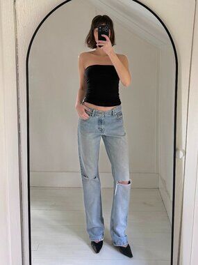 Calvin Klein Jeans Vintage 90s Low Rise Bootcut Jeans Allover Sandblast Size 7